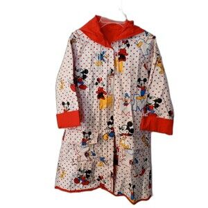 Disney Children's Red White Yellow Mickey Mouse Reversible Rain Coat, Size Small